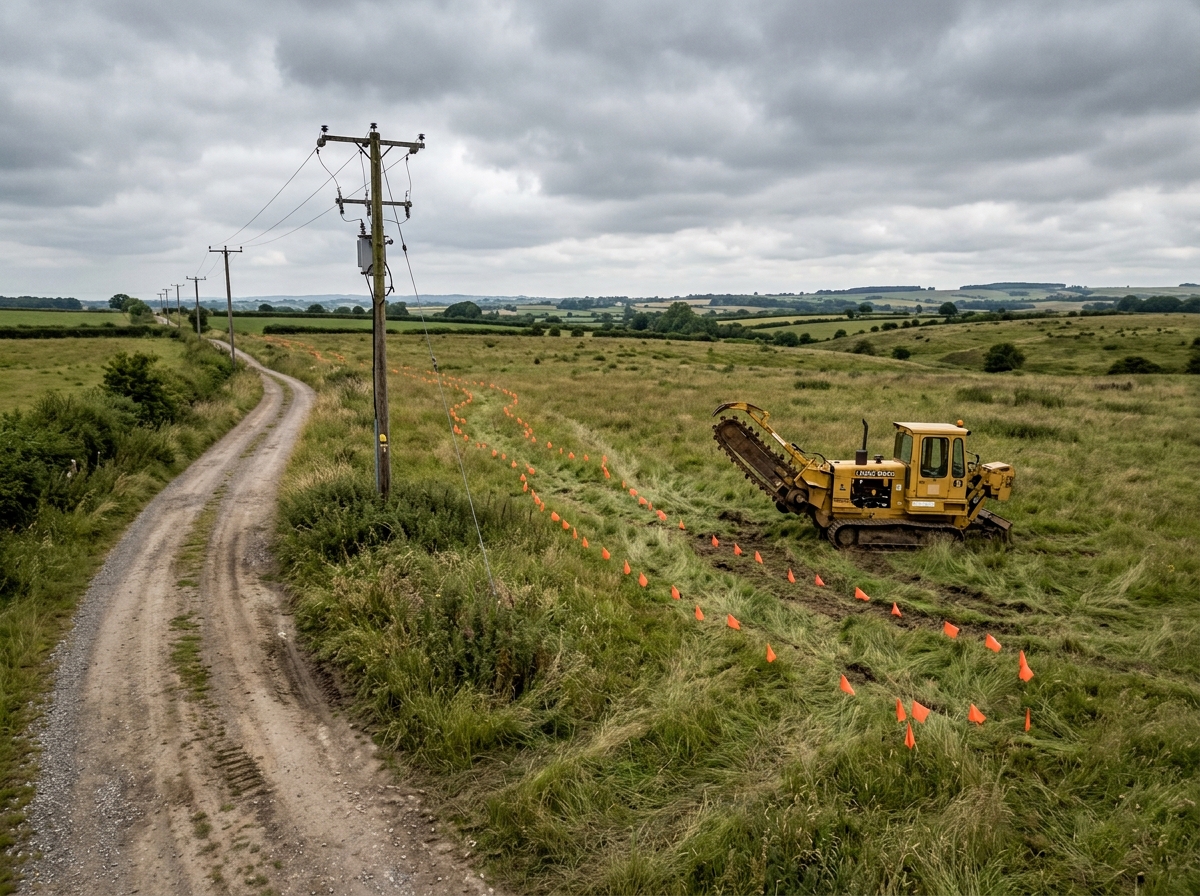 Where the line ends and the trenching begins. "Power nearby" is a marketing phrase, not a cost estimate.